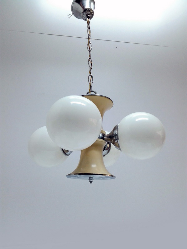 lampara techo 4esferas o13 cristal metal rosca e14 alt 68 o42 1u